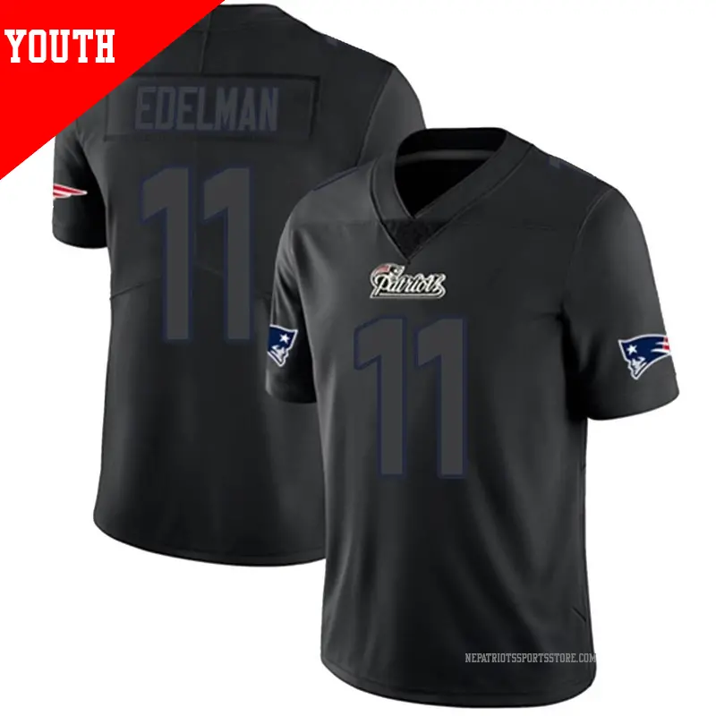 Youth 11 Julian Edelman New England Patriots Limited Black Impact Jersey